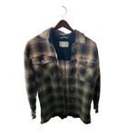 Free People  Oversized Plaid Flannel Shacket Distressed Raw Hem Button Down Photo 2