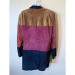 VTG Colorblock Suede Leather Blazer Jacket Women M Burgundy Tan Navy 80's Artsy Size undefined Photo 6