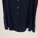 Derek Lam  Cold Shoulder Button Front Contrast Cuff Silk Blouse Navy Photo 4