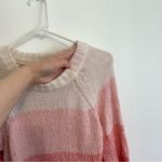 Aerie  AMERICAN EAGLE Heathered Crew Sweater Cream Ivory Coral Colorblock Cotton Photo 7