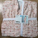 New Women’s Room Essentials Blush Polka Dot Robe Cotton Terry size Small/Medium Pink Photo 0