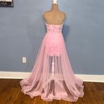 Faeriesty Elegant Pink Strapless Mini Sheer Overlay Women’s Prom Dress Size Small Photo 8
