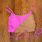 Sanctuary Balancing Act Shirred-Side Cropped Tankini Top Pink Brown size L NWT Photo 2