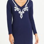 Lilly Pulitzer  Blue Embroidered Dress Preppy Minimalist Classic Small Photo 0