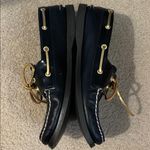 Sperry Topsider Black Leather and Gold Tie Moccasins Sz 8 Photo 3