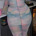 Blanc Clothing Tie Dye Mesh Exposed Seam Maxi Dress Photo 1