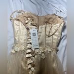 Lavetir Champagne 3D Floral Corset Top Dress | S NWT Gold Photo 15