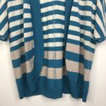 WHITE + WARREN 100% Cashmere Striped Open Front Sweater Cardigan Womens Small Blue Photo 2