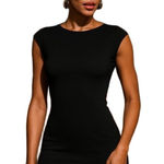 Velvet Torch Black Sleeveless Round Neck Fitted Stretch Bodycon Dress Large Photo 0