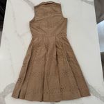 Boden Sleeveless Eyelet Button Front Cottagecore Midi Dress Womens 2R Tan Preppy Size 2 Photo 9