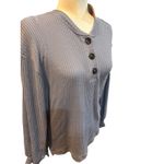 Como vintage Ribbed Knit Button Up Long Sleeve Top Casual Relaxed‎ Fit Blouse Photo 1