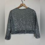 ZARA Basic Silver Sequin Long 3/4 Sleeve Top Medium Photo 6