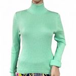 PRISCAVera Made in Italy Ribbed Knit Mock Neck Top Mint Green Size XS/S NWOT! Photo 0