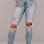 Abercrombie & Fitch ABERCROMBIE- High Rise Mom Jean Distressed Denim Stretch Denim All Day Comfort Photo 0