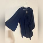 City Chic  Shibara Vibes Drapey Flower Wrap Top in Navy Blue NEW XL/22 Photo 2