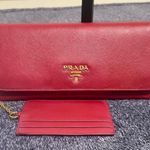 Prada  Crimson Leather Wallet Set Photo 0