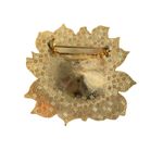 Vtg Gold Tone Enamel Cloisonne Flower Brooch Earrings Blue Green Floral Estate Photo 2