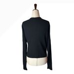 autumn cashmere Sweater Women Large Black Cashmere Rib Knit Tie Front Cardigan Photo 2