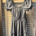 Light Blue Puff Sleeve Ruffle Mini Dress (Small) Photo 2