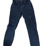 Abercrombie & Fitch Size 27/4R Curve Love High Rise Dad Jeans Black Distressed Photo 5