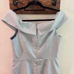 Rickie Freeman for Teri Jon Off Shoulder Metallic Jacquard Ice Blue Column Gown Size 16 Photo 10