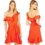 BCBGMAXAZRIA | NWT | 12 | One Shoulder Asymmetrical Ruffle Mini Cocktail Dress Photo 3