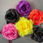 6 Flower Pins for Hair, Clothes or hats‎ Colorful Feathers too, size 6 Photo 0