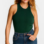 PINK - Victoria's Secret NWT  Hunter Green Ribbed Tank Bra Top Size Small Photo 0