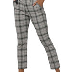 American Eagle  Pants Womens 2 Black Gray Plaid Slim Fit Stretch Trousers Preppy Photo 0