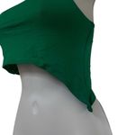 Naked Wardrobe  Green One Shoulder Asymmetrical Crop Top Tank Top NWT Party Club Photo 2