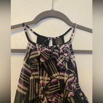 Bisou Bisou ⭐️ black and purple plaid ruffle front tank blouse medium Photo 1