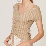 Emporio Armani Brown Bi-Color Ribbed Top Size 38 IT / 0 US $575 Photo 0