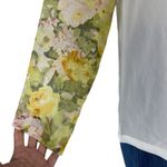 Lovers + Friends Floral Printed Long Sleeve Sheer Top White Yellow Size M Photo 4