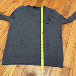 The Kooples  Gray Lightweight Merino‎ Wool Sweater with Front Pocket Chain Photo 4