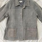 Denim&Co Vintage Light Gray Accent Stitching Suede Tailored Leather Jacket XL Photo 3