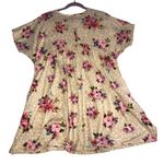 Haptics Size OS Tunic Top Dress Beach Cover Floral Pink Beige Pockets Baby Doll Photo 2
