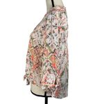 Allison Daley Petite Large Top Button-Up Hi-Low Hem Tie Front Abstract V-Neck Photo 6