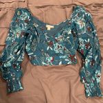 Band of Gypsies Floral Teal Long Sleeve Top Photo 0