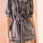 Ulla Johnson  Purple Carmine Acid Denim Romper In Lilac Puff Sleeve Size 6 Photo 0