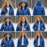 SOIA & KYO Women’s Down Puffer Jacket Blue Hooded Lightweight Size S/P F266 Photo 9