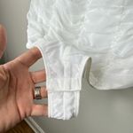 Le lis NEW NWT Anthropologie One-Shoulder Ruched Bodysuit Medium White Mesh Photo 4