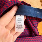 Allison Joy Red Blue Gingham Peplum Blouse Puff Sleeve V Neck XS Photo 4