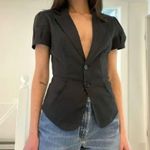 Nathalie B Vintage Y2K Short Sleeve Blazer Jacket Grey Size 5/6 Photo 3