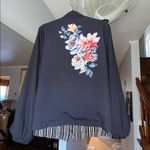 Chico's Chico’s Reversible Floral & Black and White Striped Bomber Jacket Sz 10 / 1 Photo 4