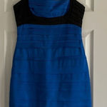 BCBGMAXAZRIA Women’s Blue & Black Adjustable Strap Fitted Tank Dress - Size 10 Photo 0