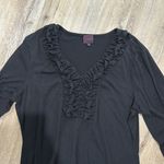 Black v neck colour works 3/4 length sleeve blouse Size XL Photo 1