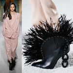 Balmain Runway Izabel Domed Feather-Trimmed Leather Ankle Boots Witchy Moody Photo 14