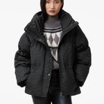 ALLSAINTS Peckham Geometric Jacquard women’s Puffer Jacket size 12 New no tags Black Photo 4