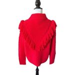 Tuckernuck  Wool Sweater Red Fringe Colorful Chunky Size Medium NWT Photo 1