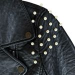 joe's jeans Like New Joe’s Jeans Faux Leather Pearl Studded Moto Jacket Black Size XS Photo 5